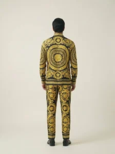 Golden Baroque Scroll Long Sleeve Pointed Lapel Shirt / Set