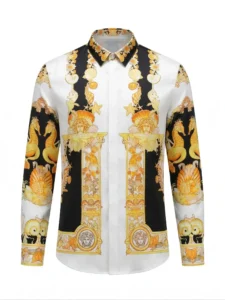 Golden Seahorse Gilded Long Sleeve Pointed Lapel Shirt / Set