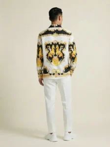 Golden Seahorse Gilded Long Sleeve Pointed Lapel Shirt / Set
