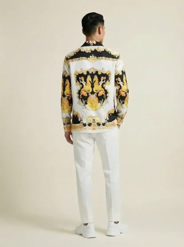 Golden Seahorse Gilded Long Sleeve Pointed Lapel Shirt / Set 鈥?back
