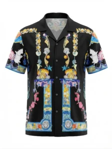 Mediterranean Sea Treasure Short Sleeve Shawl Collar Shirt / Set