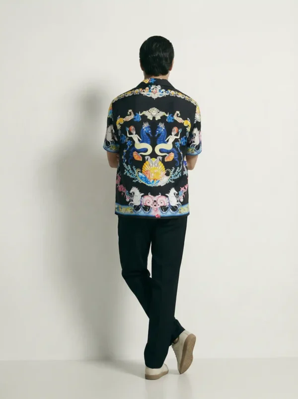 Mediterranean Sea Treasure Short Sleeve Shawl Collar Shirt / Set 鈥?back