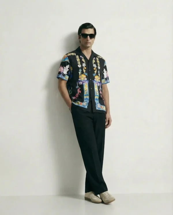 Mediterranean Sea Treasure Short Sleeve Shawl Collar Shirt / Set
