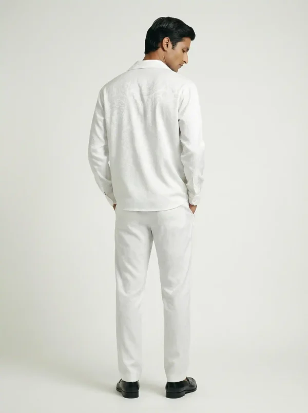 Medusa Signature Jacquard Long Sleeve Shawl Collar Shirt / Set 鈥?back