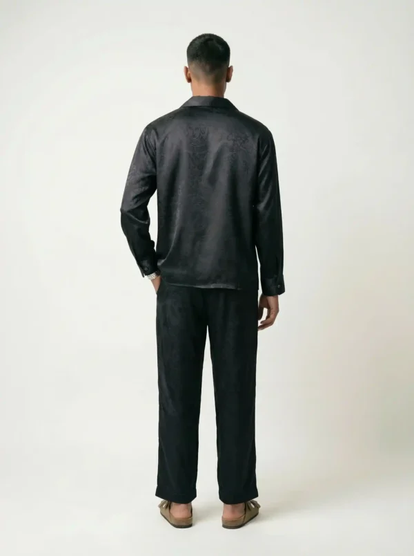 Onyx Medusa Jacquard Long Sleeve Shawl Collar Shirt / Set 鈥?back