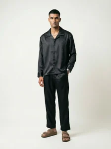 Onyx Medusa Jacquard Long Sleeve Shawl Collar Shirt / Set