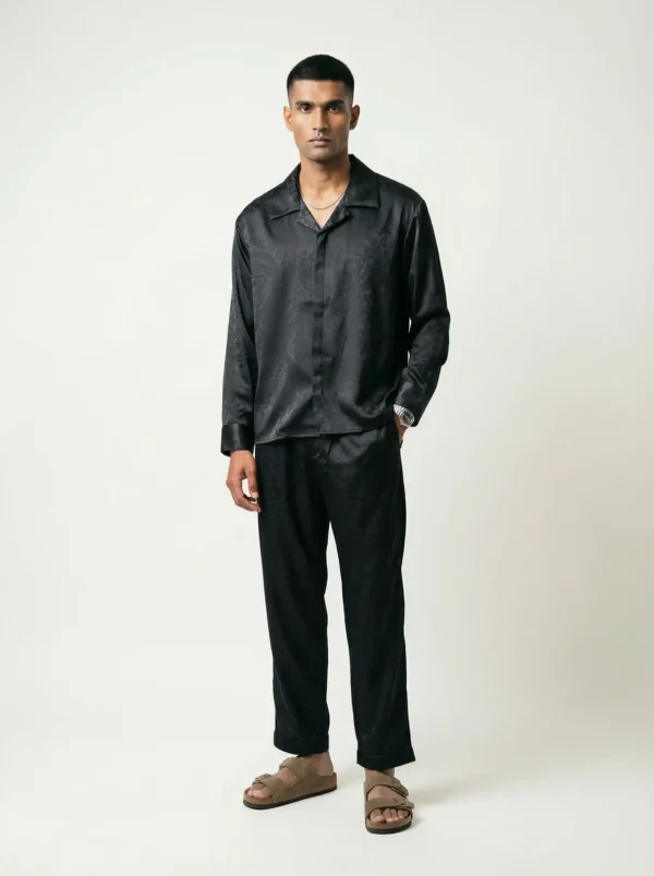 Onyx Medusa Jacquard Long Sleeve Shawl Collar Shirt / Set
