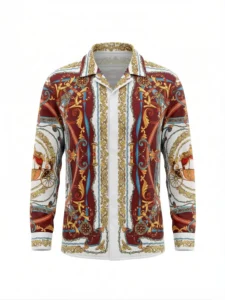 Regal Gilded Carriage Long Sleeve Pointed Lapel Shirt / Set