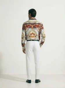 Regal Gilded Carriage Long Sleeve Pointed Lapel Shirt / Set