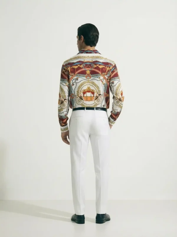 Regal Gilded Carriage Long Sleeve Pointed Lapel Shirt / Set 鈥?back