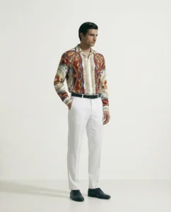Regal Gilded Carriage Long Sleeve Pointed Lapel Shirt / Set