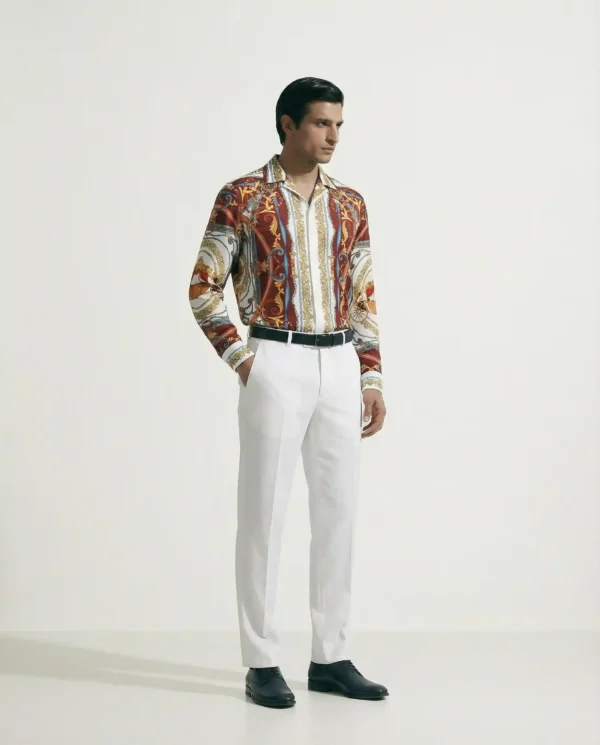 Regal Gilded Carriage Long Sleeve Pointed Lapel Shirt / Set