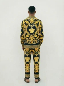 Regal Gold Medusa Baroque Long Sleeve Shawl Collar Shirt / Set