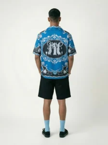 Royal Blue Chariot Short Sleeve Shawl Collar Shirt / Set