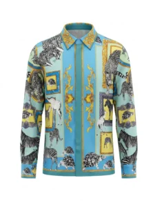 Safari Wildlife Portrait Long Sleeve Pointed Lapel Shirt / Set