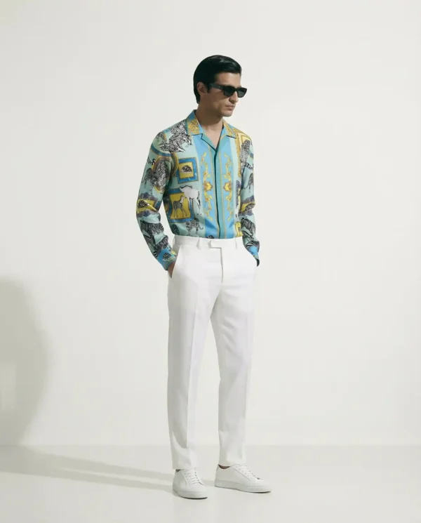 Safari Wildlife Portrait Long Sleeve Pointed Lapel Shirt / Set