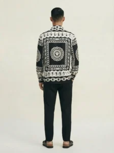 Silver Chain Medusa Motif Long Sleeve Pointed Lapel Shirt / Set