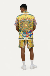 Solar Zodiac Mosaic Short Sleeve Shawl Collar Shirt / Set