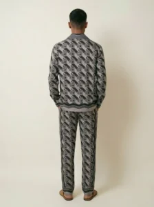 3D Geometric Heart Long Sleeve Shawl Collar Shirt / Set