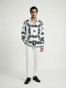 Alabaster Baroque Long Sleeve Pointed Lapel Shirt / Set