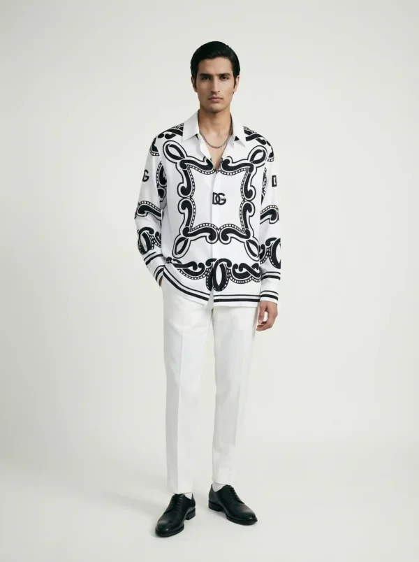 Alabaster Baroque Long Sleeve Pointed Lapel Shirt / Set