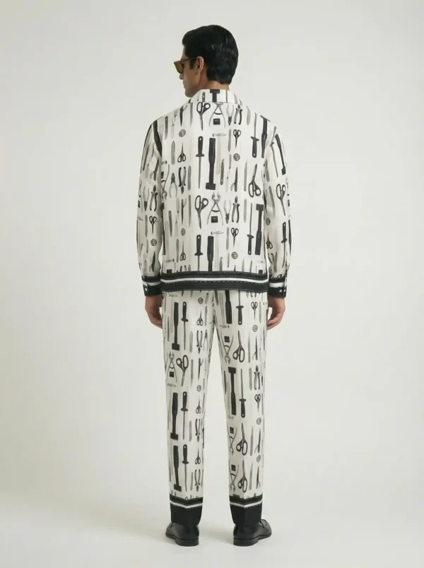 Atelier Workshop Long Sleeve Pointed Lapel Shirt / Set 鈥?back
