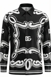 Baroque DG Black Long Sleeve Pointed Lapel Shirt / Set
