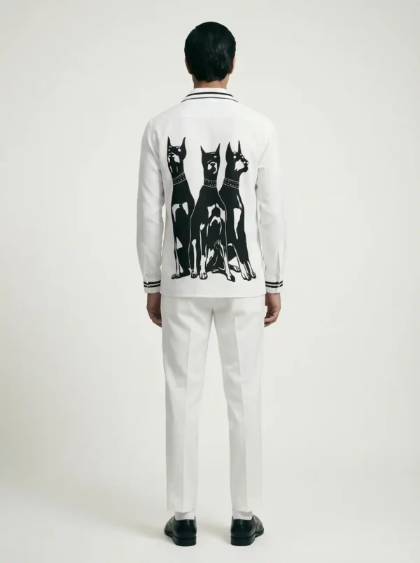 Doberman Guard Trio Long Sleeve Shawl Collar Shirt / Set 鈥?back