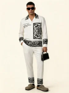 Elite Golden Hour Baroque Long Sleeve Pointed Lapel Shirt / Set