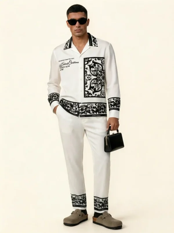 Elite Golden Hour Baroque Long Sleeve Pointed Lapel Shirt / Set