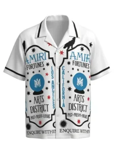 Fortune Teller Monogram Short Sleeve Shawl Collar Shirt / Set