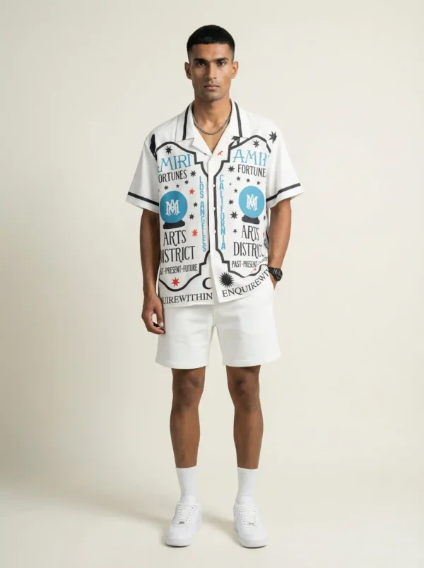 Fortune Teller Monogram Short Sleeve Shawl Collar Shirt / Set