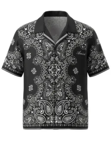 Midnight Bandana Paisley Short Sleeve Shawl Collar Shirt / Set