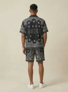 Midnight Bandana Paisley Short Sleeve Shawl Collar Shirt / Set