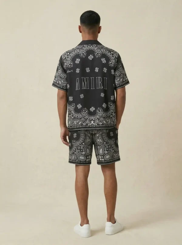Midnight Bandana Paisley Short Sleeve Shawl Collar Shirt / Set 鈥?back