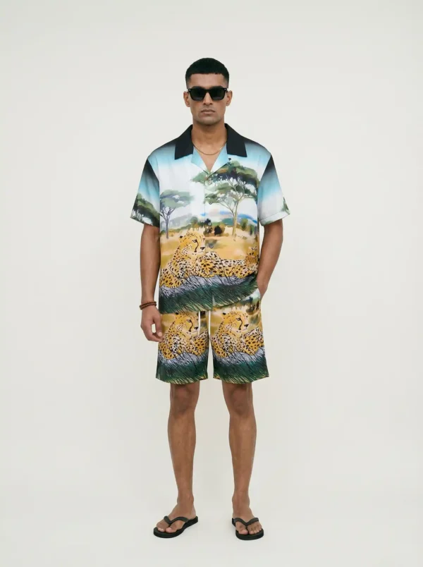 Savannah Serenity Landscape Short Sleeve Shawl Collar Shirt / Set