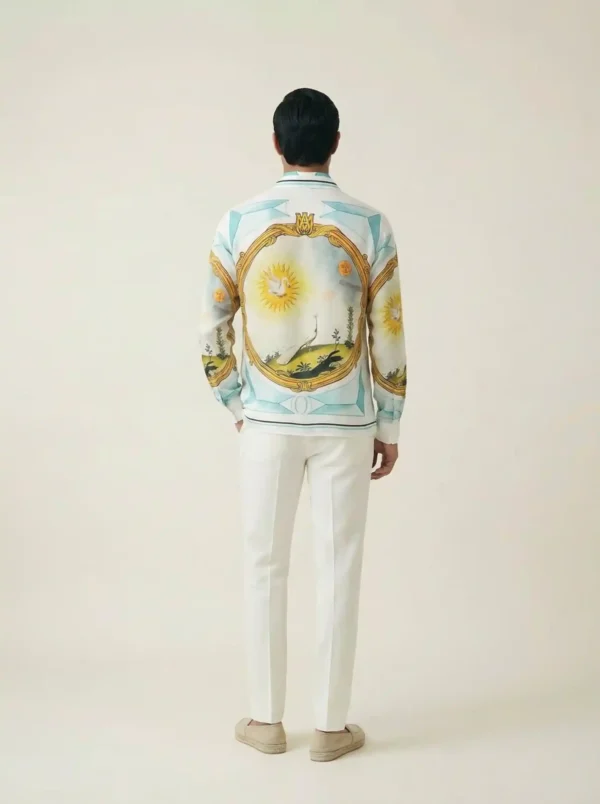 Solar Swan Medallion Long Sleeve Pointed Lapel Shirt / Set 鈥?back