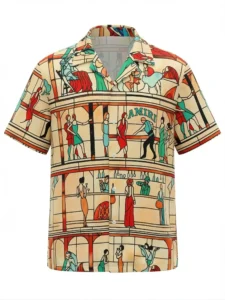 Stained Glass Soiree Short Sleeve Shawl Collar Shirt / Set