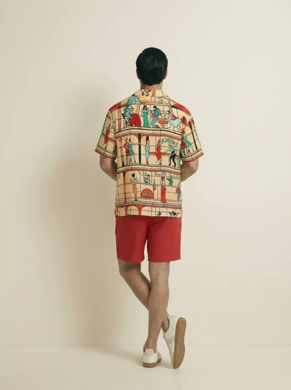 Stained Glass Soiree Short Sleeve Shawl Collar Shirt / Set 鈥?back
