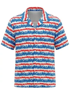 Wavy Script Monogram Short Sleeve Shawl Collar Shirt / Set