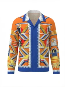 Azure Staircase Architectural Long Sleeve Shawl Collar Shirt / Set