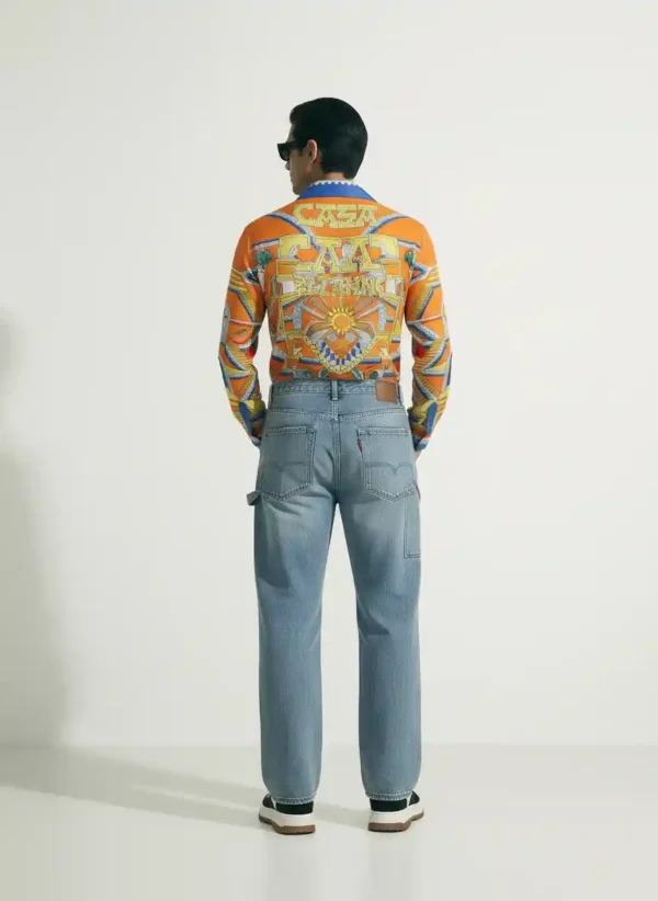 Azure Staircase Architectural Long Sleeve Shawl Collar Shirt / Set 鈥?back