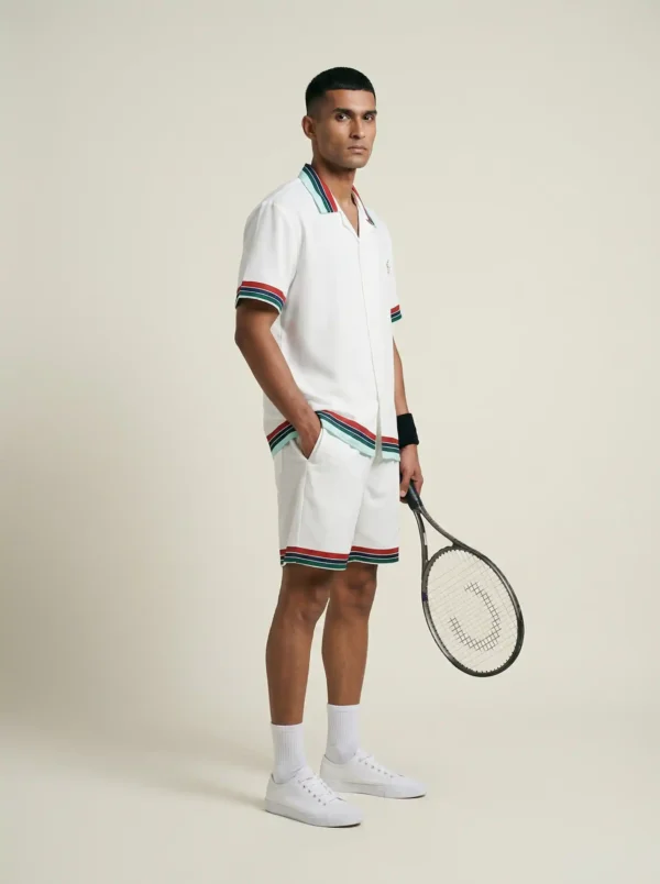 Casa Heritage Stripe Short Sleeve Shawl Collar Shirt / Set