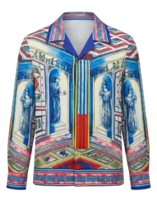 Greco-Roman Niche Architectural Long Sleeve Shawl Collar Shirt / Set