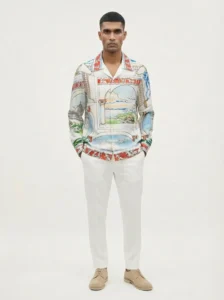 Hellenic Arch Promenade Long Sleeve Shawl Collar Shirt / Set