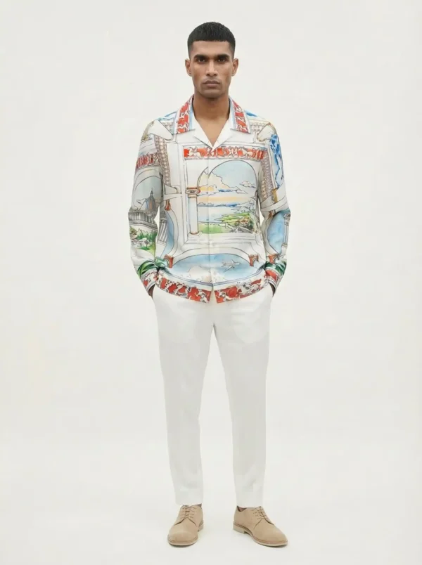 Hellenic Arch Promenade Long Sleeve Shawl Collar Shirt / Set