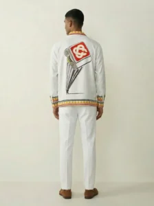 Ivory Monogram Heritage Long Sleeve Shawl Collar Shirt / Set