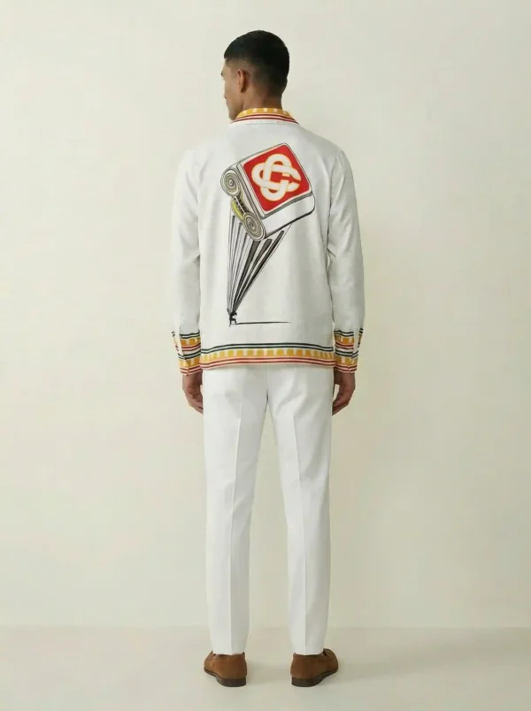 Ivory Monogram Heritage Long Sleeve Shawl Collar Shirt / Set 鈥?back