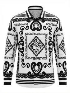 Monochrome Bandana Monogram Long Sleeve Pointed Lapel Shirt / Set