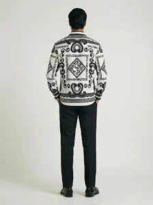 Monochrome Bandana Monogram Long Sleeve Pointed Lapel Shirt / Set